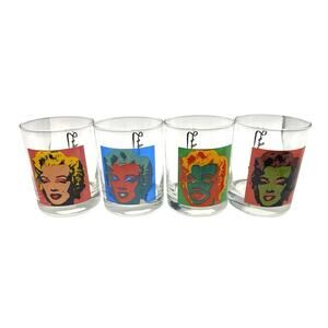 Andy Warhol Marilyn Monroe Set of 4 Double Old-Fashioned Whiskey Glasses In Box
